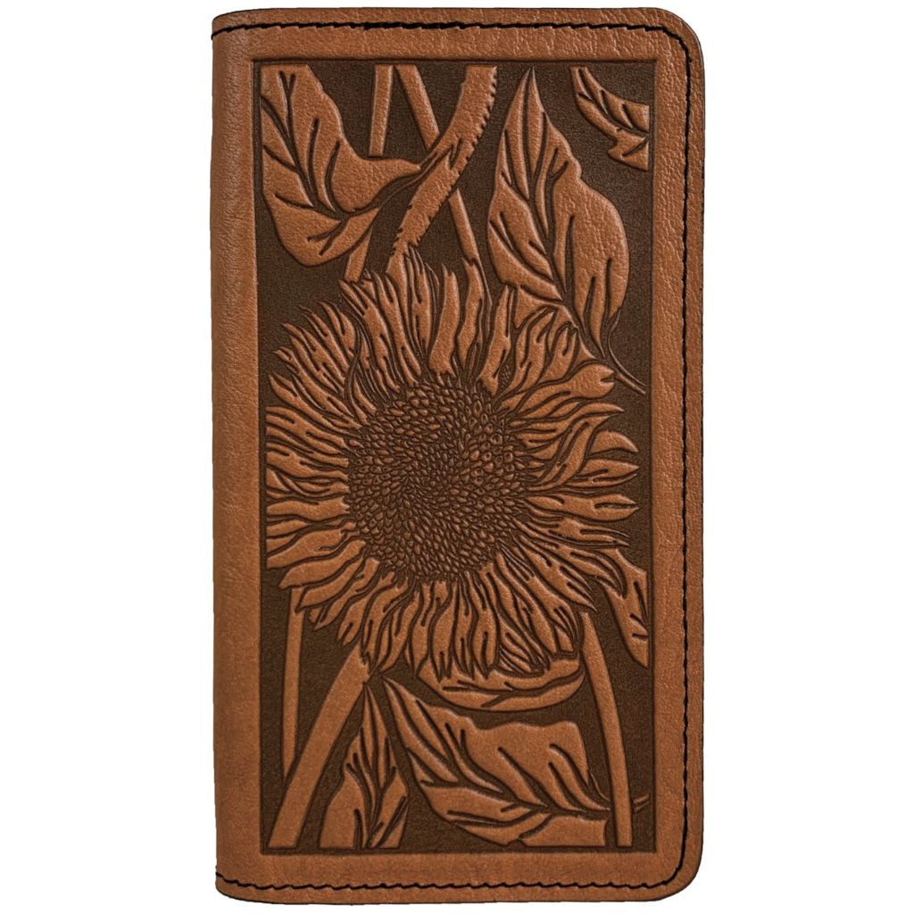 Checkbook Cover Sunflower in Saddle