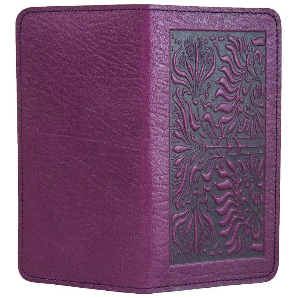 Checkbook Cover, Thistle, Orchid - Open