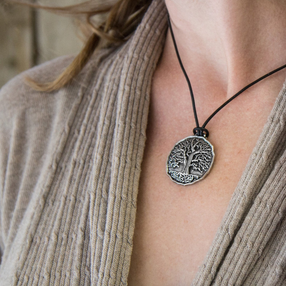 Oberon Design Britannia Metal Jewelry, Necklace, Tree of Life
