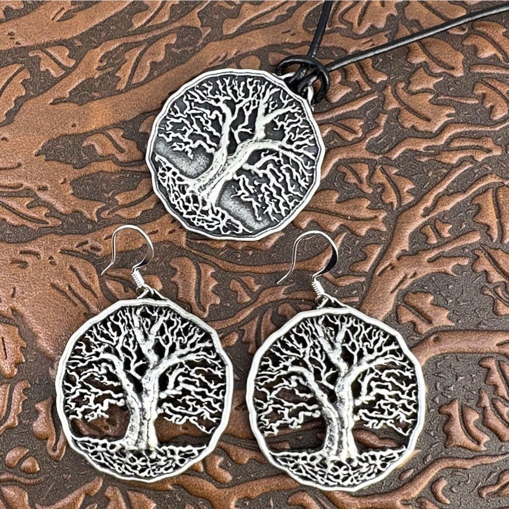 Oberon Design Tree of Life Jewelry Set, Necklace &amp; Earrings