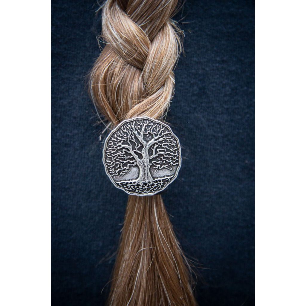 Oberon Design Ponytail Holder, Women&#39;s Hair Tie, Tree of Life, Braid
