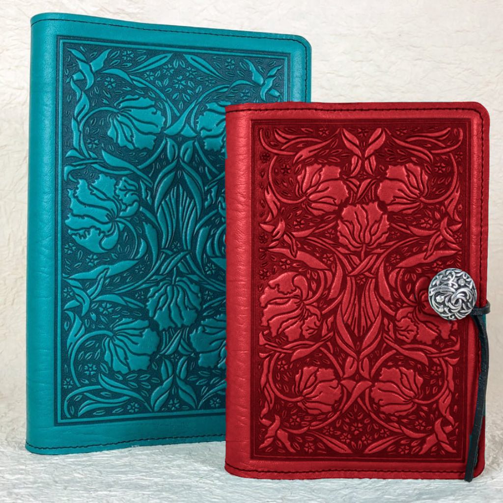 Leather Refillable Journal Notebook, William Morris Tulips