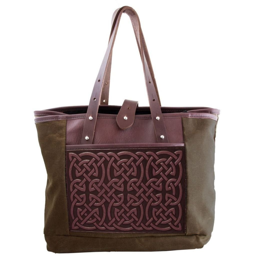 Everyday Tote, Bold Celtic in Tan &amp; Wine