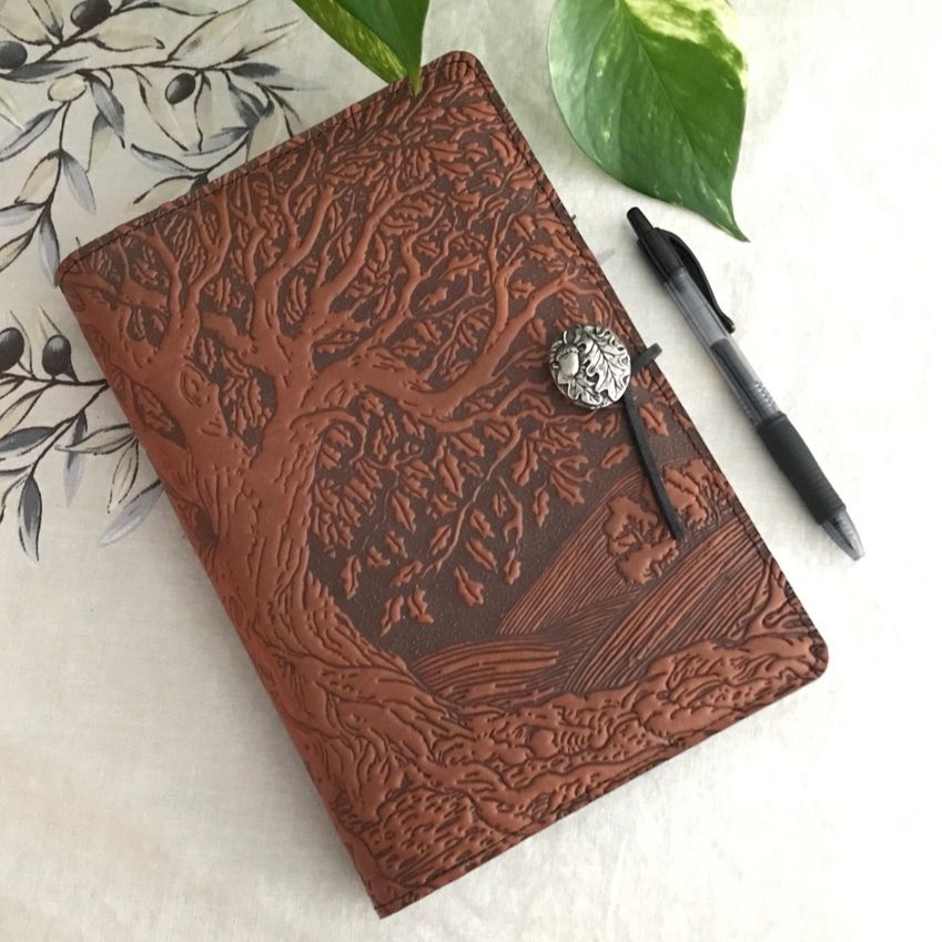 Tree of Life Leather Journal with Pen by Oberon Design