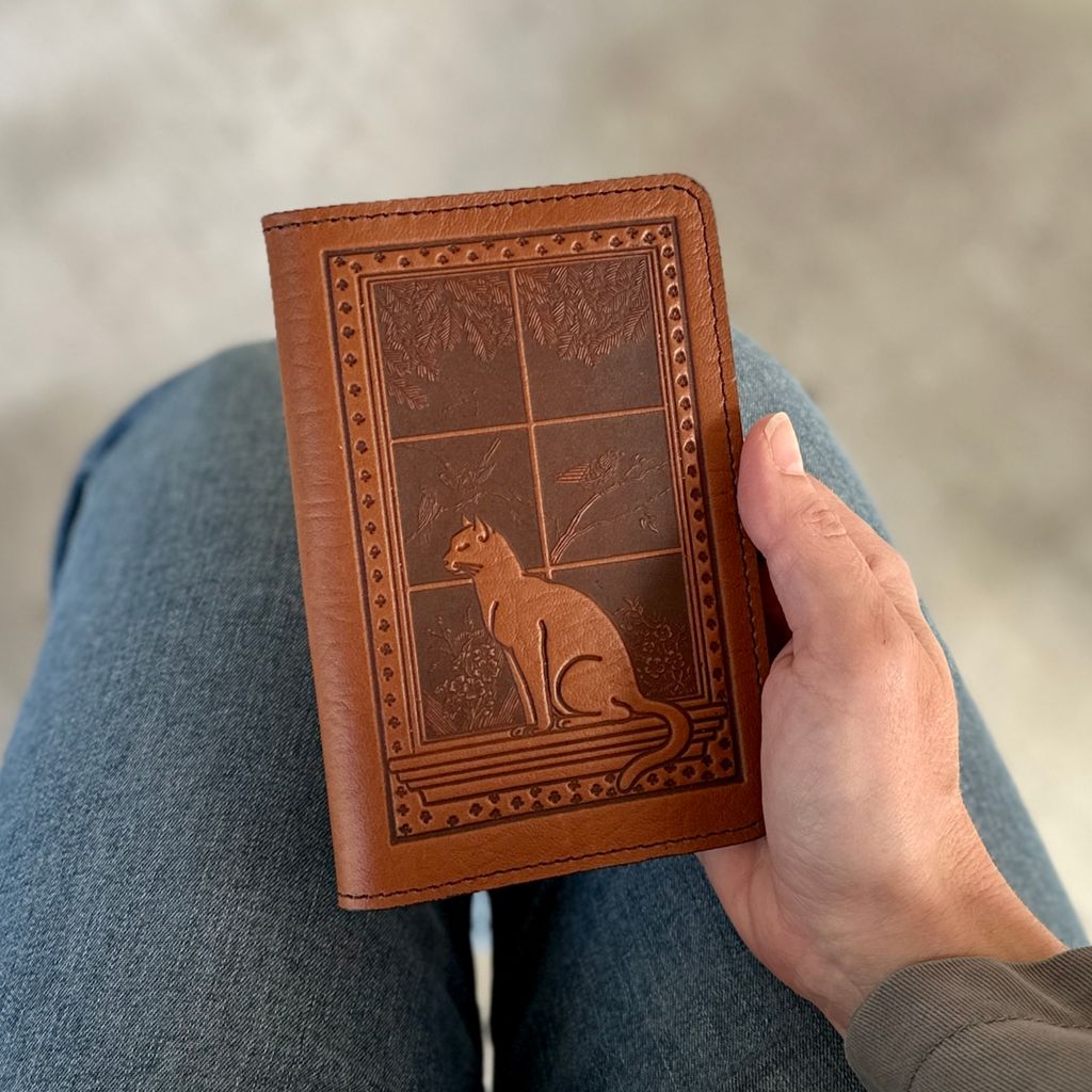 Cat in Window Pocket Notebook Cover in Saddle