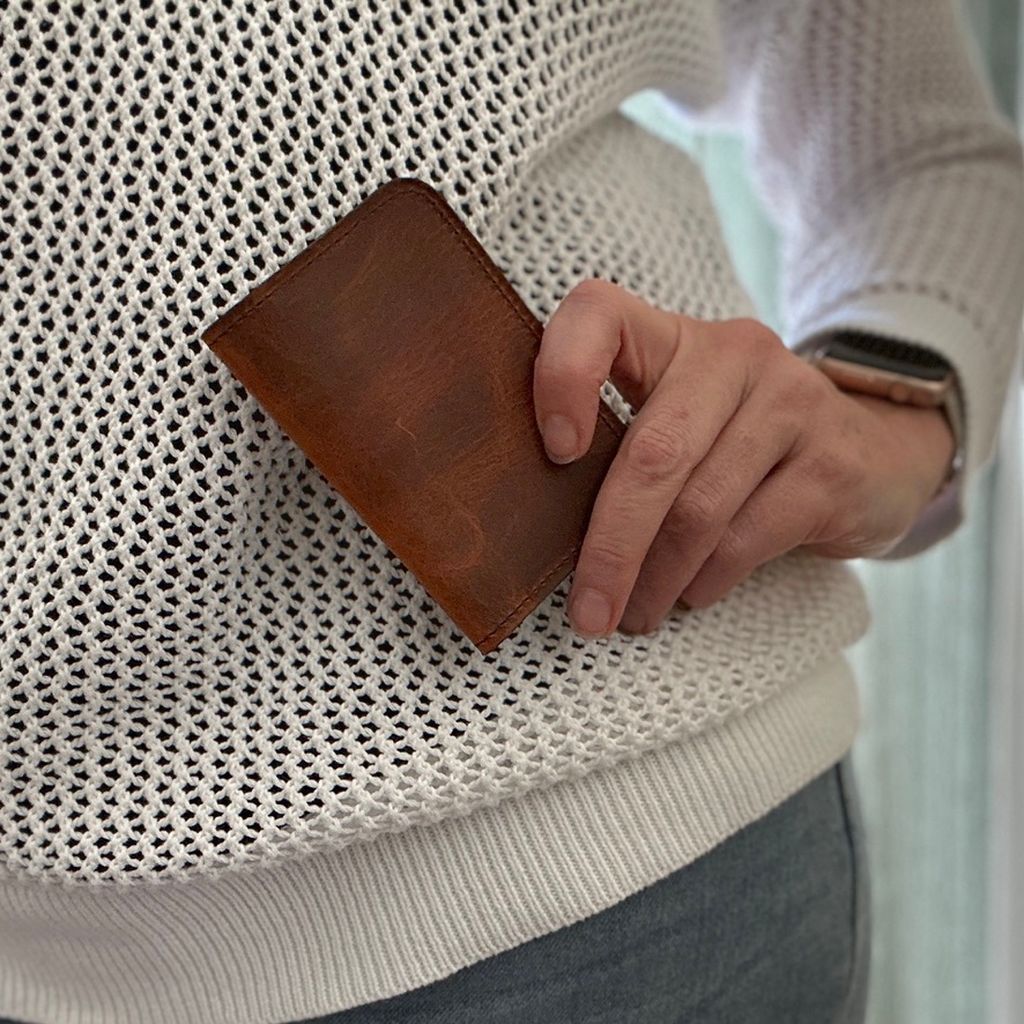 Rustic Leather Hard Times Card Holder Collection