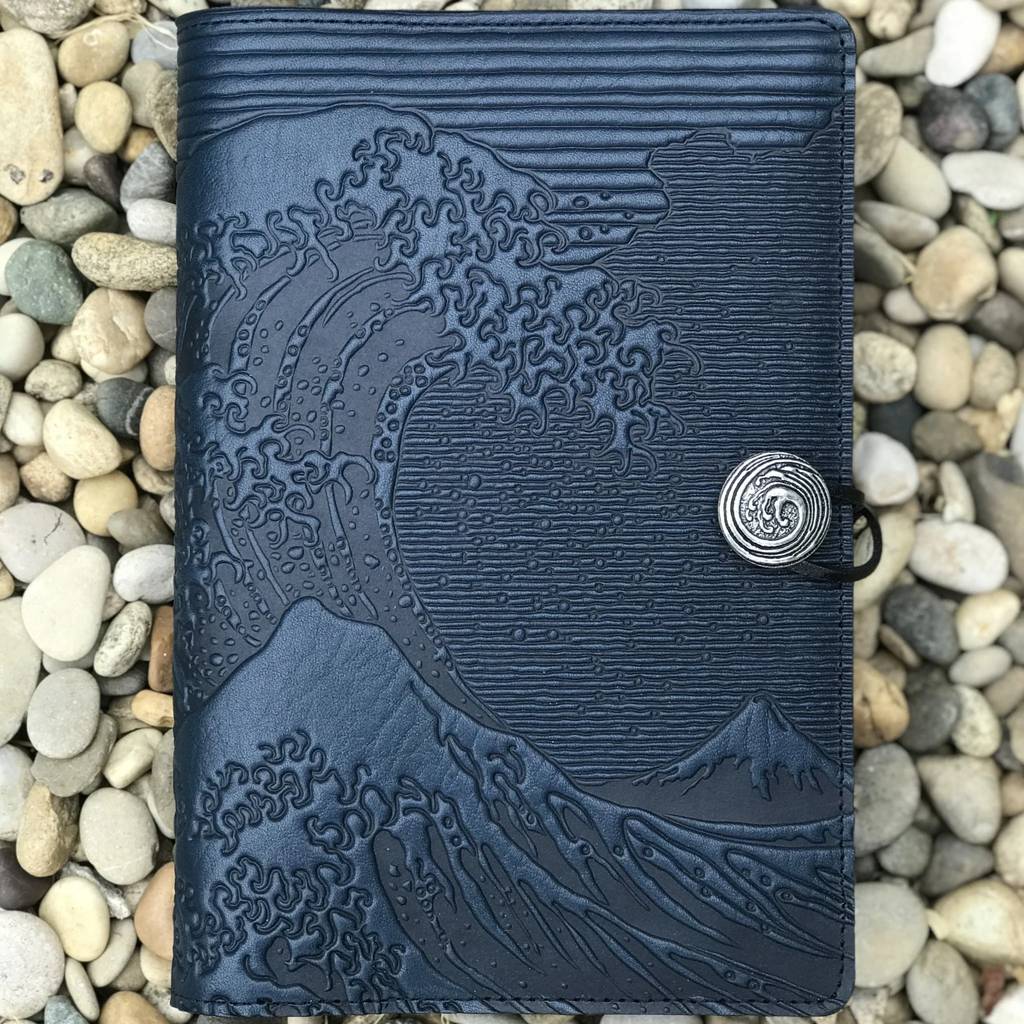 Hokusai Wave Leather Journal Cover by Oberon Design