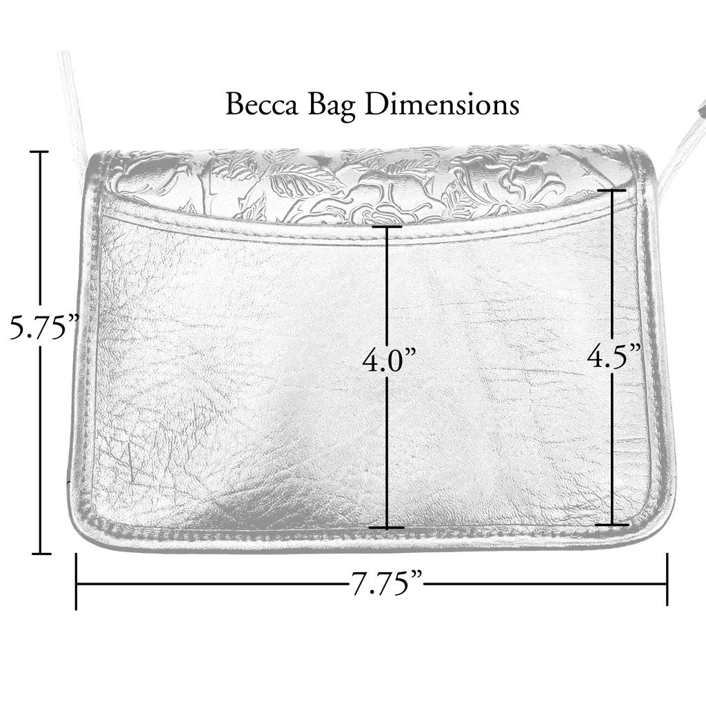 Oberon Design Leather Women&#39;s Cell Phone Handbag, Becca, Dimensions Graphic