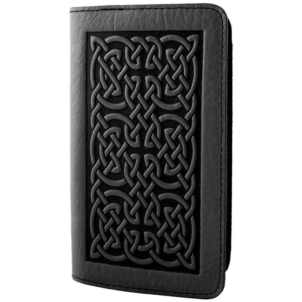 Leather Checkbook Cover, Bold Celtic in Black