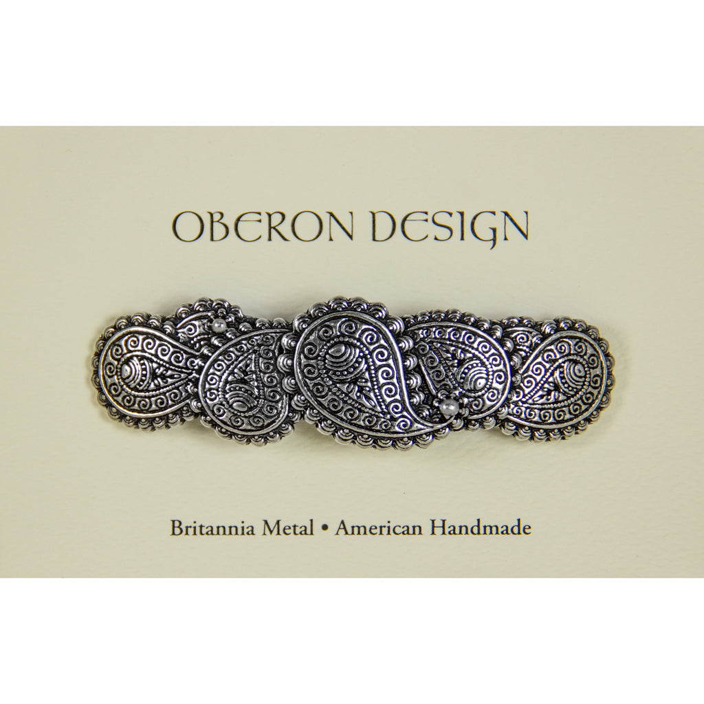 Oberon Design Hair Clip, Barrette, Hair Accessory, Paisley, Card