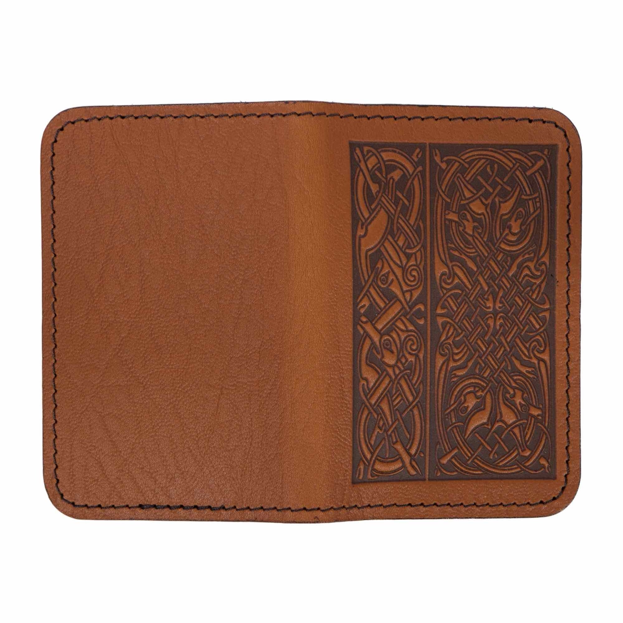 Oberon Leather Business Card Holder, Mini Wallet, Celtic Hounds Green Oberon Leather Business Card Holder, Mini Wallet, Celtic Hounds Green