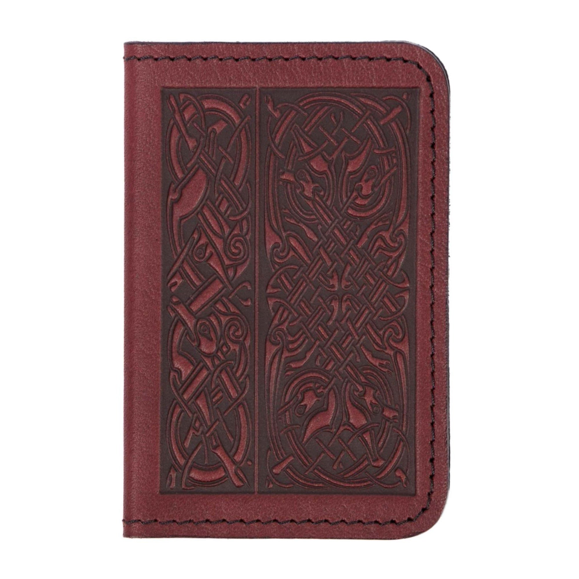 デンマーク Jens.Ingvard  ティーカート　ローズウッド Oberon Leather Business Card Holder, Mini Wallet, Celtic Hounds