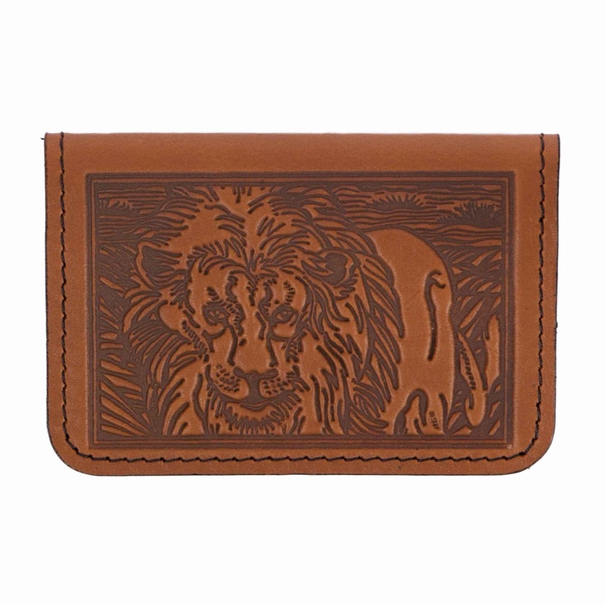 Lion Card Holder Mini Wallet, Saddle