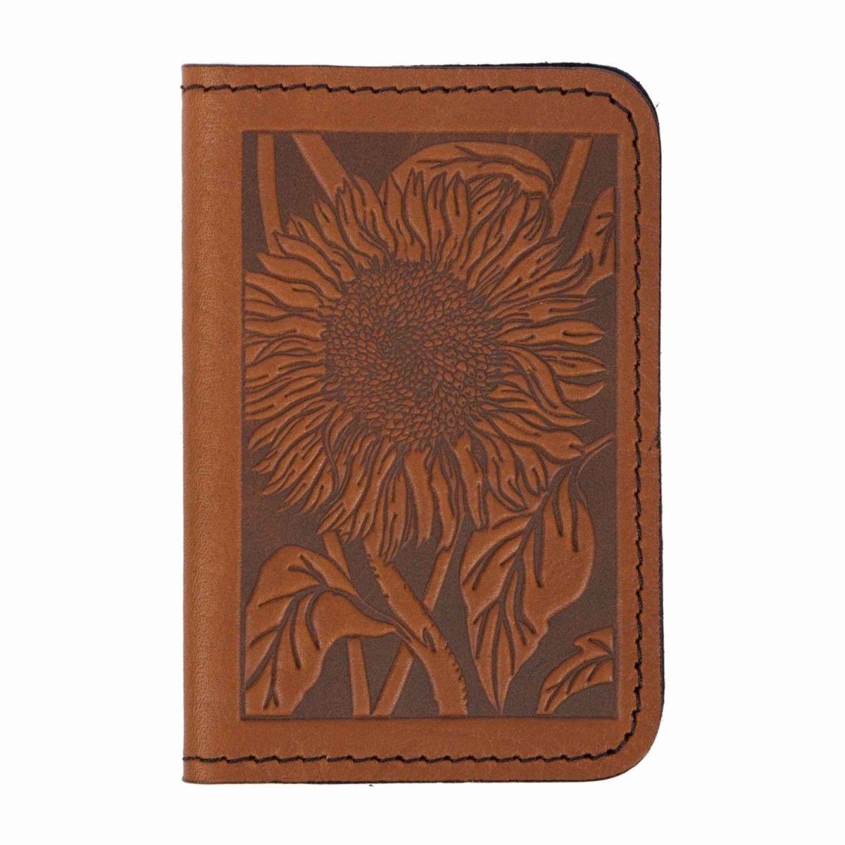 Oberon Design Leather Business Card Holder, Mini Wallet, Sunflower