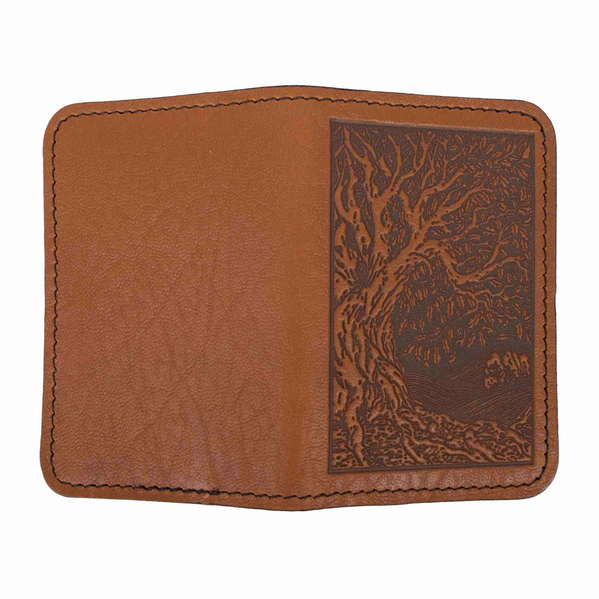 Tree of Life Card Holder Mini Wallet, Saddle open