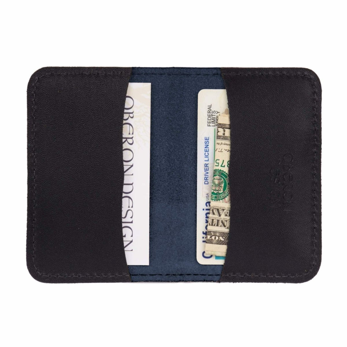 mens card sleeve Oberon Design Leather Business Card Holder, Mini Wallet, Hokusai Wave Teal