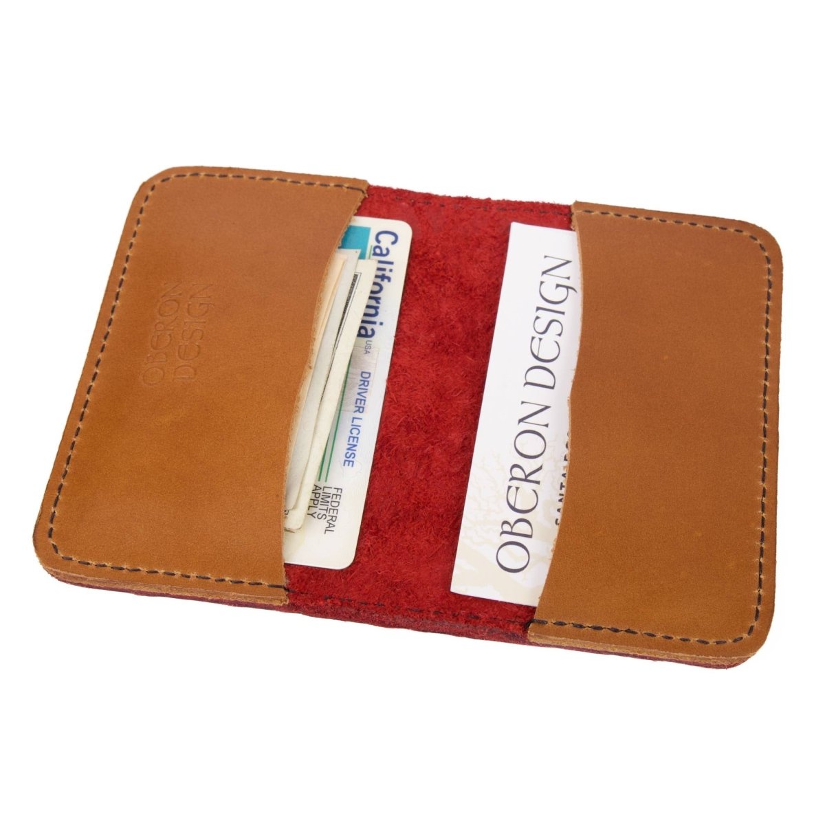 Leather Card Holder Adventure Leather, Red, interior view