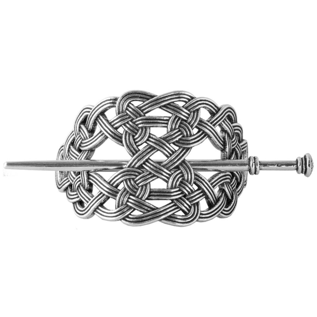 Oberon Design Hand-Cast Metal Hair Stick, Hair Slide. Celtic Weave