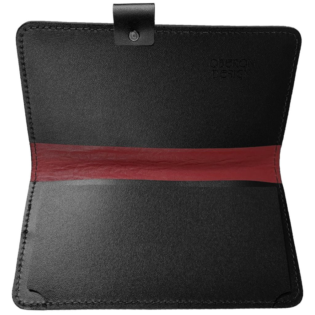 Oberon Design Leather Checkbook Cover, Interior w/ Pen Loop - Red
