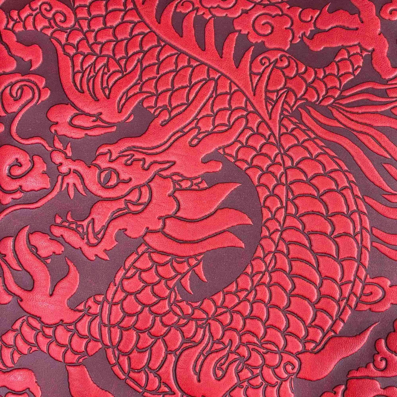 Oberon Design Cloud Dragon on Red Leather