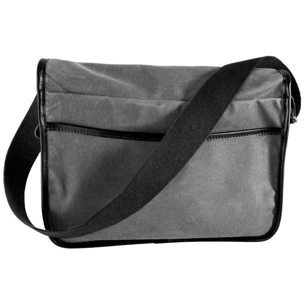 Oberon Design Crosstown Messenger Bag, Waxed Canvas &amp; Leather, Charcoal &amp; Black Back