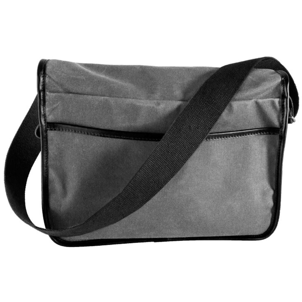 Limited Edition Messenger Bag, Waxed Canvas &amp; Leather, Crosstown, Eagle - Charcoal &amp; Black Back - Oberon Design