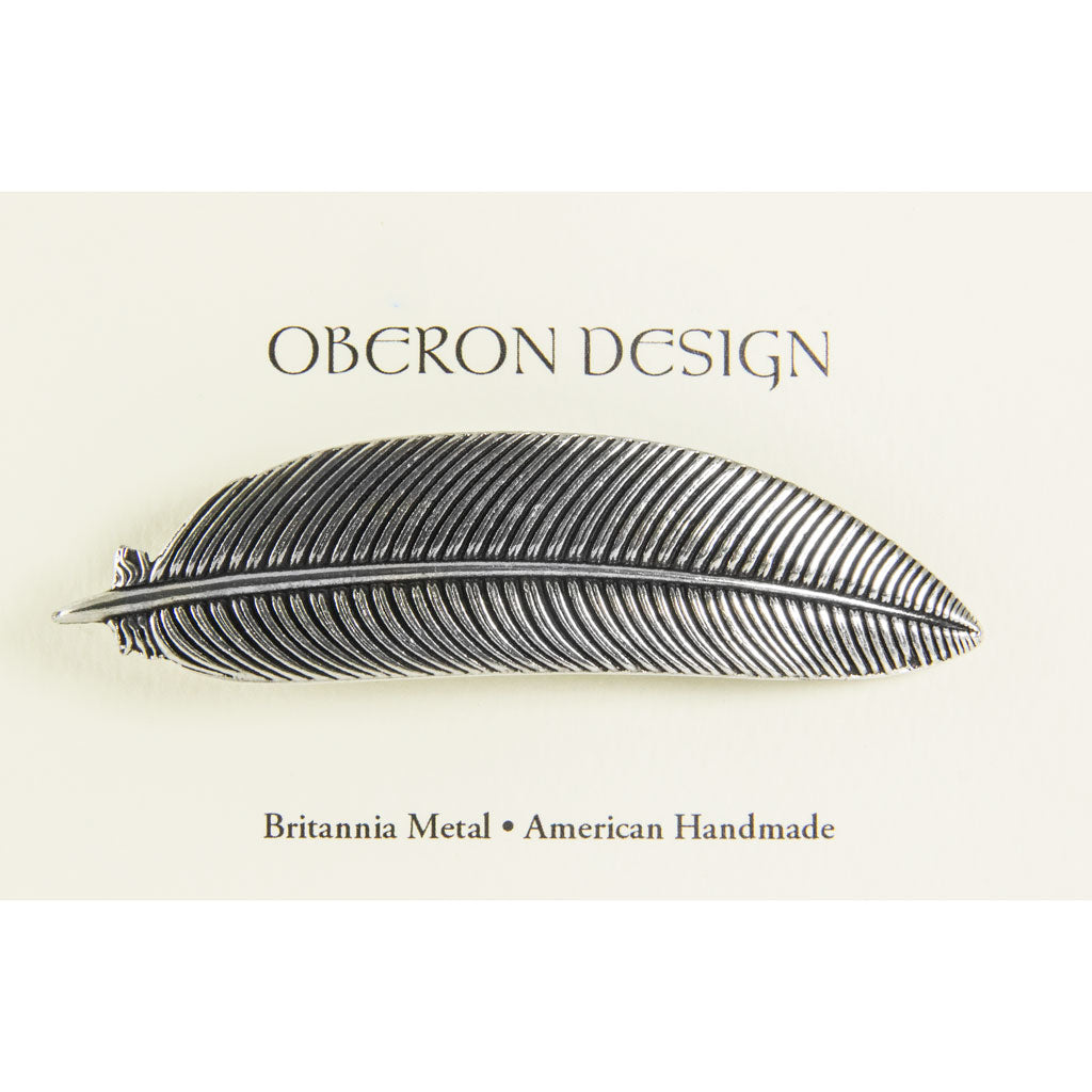 Oberon Design Hair Clip, Barrette, Hair Accessory, Feather, Card
