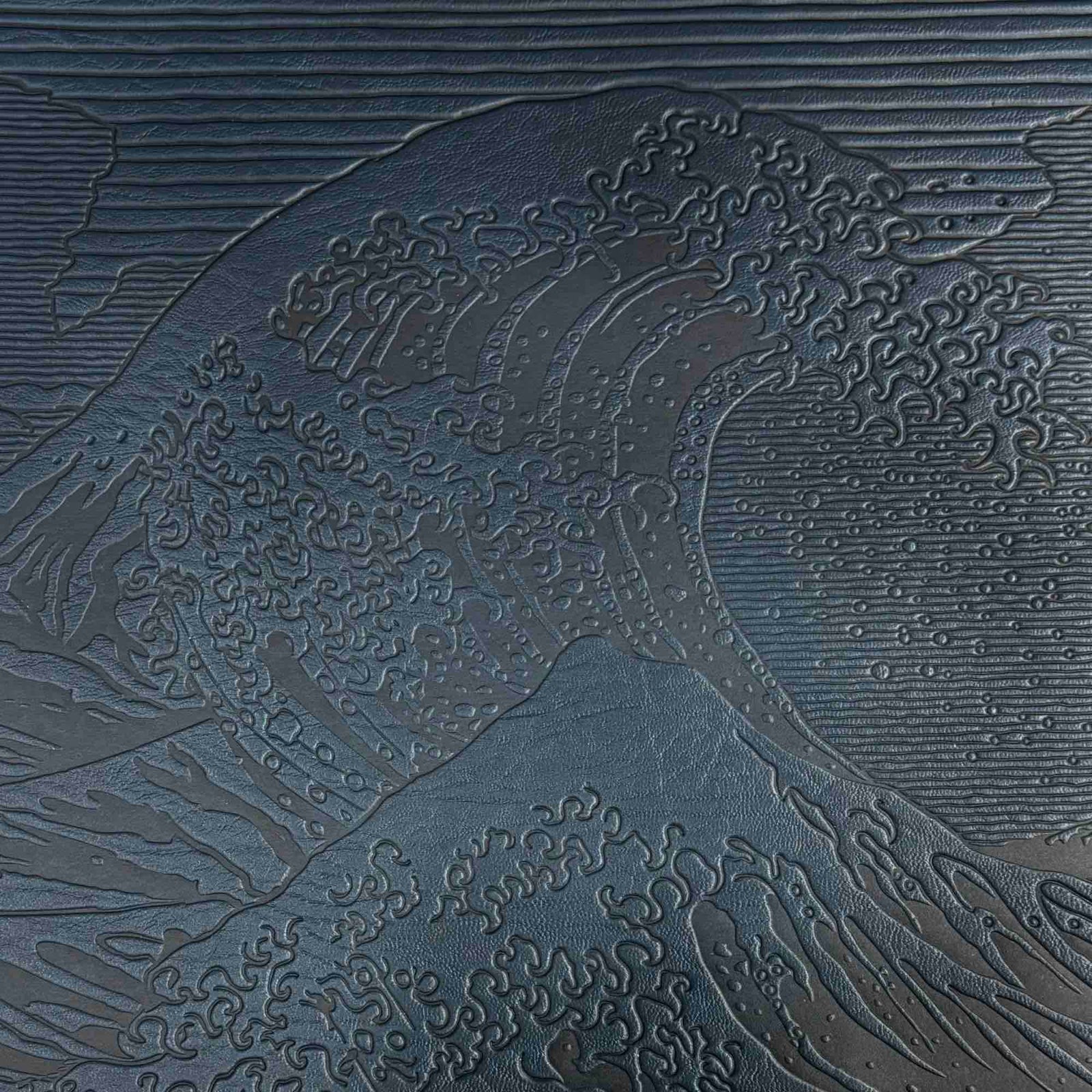 Oberon Design Hokusai Wave on Navy Leather