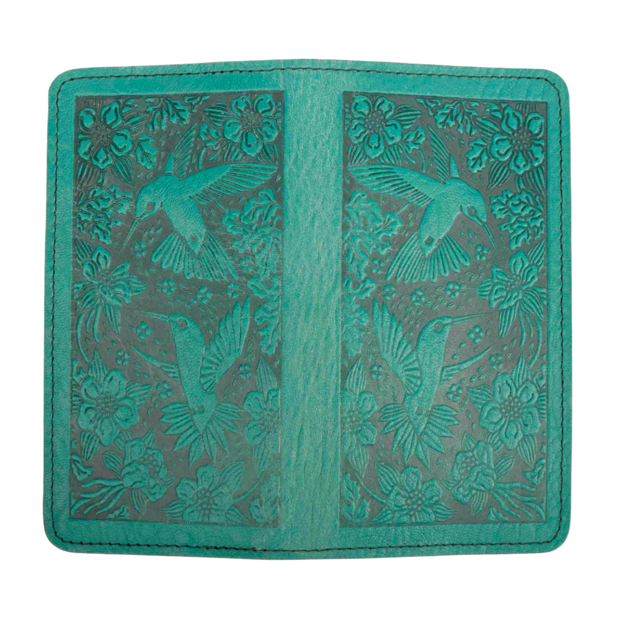 Hummingbird Design Checks SECOND, Checkbook Cover, Hummingbirds in Teal - Oberon Design