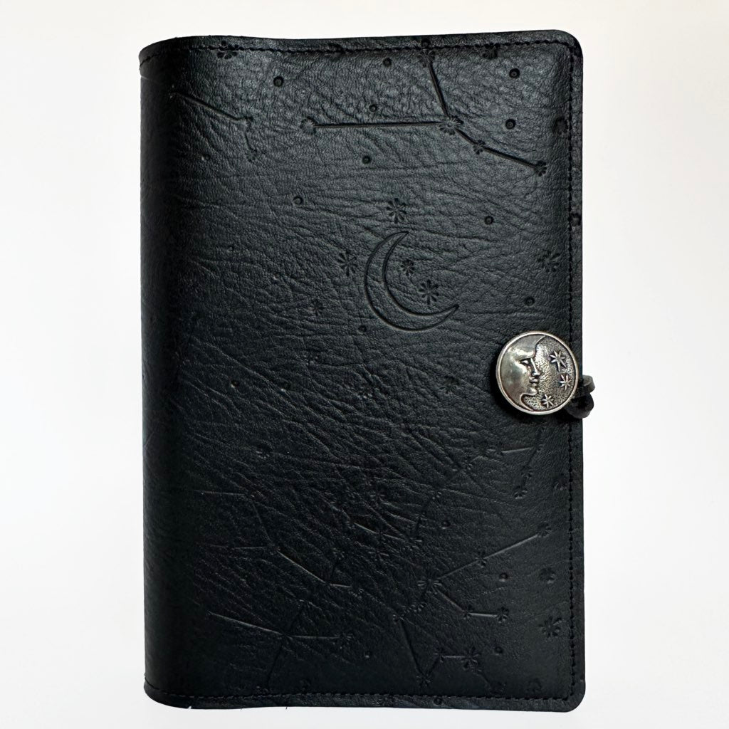 SECOND, Large Leather Refillable Journal, Constellations in Black