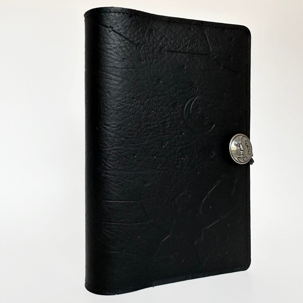 SECOND, Large Leather Refillable Journal, Constellations in Black
