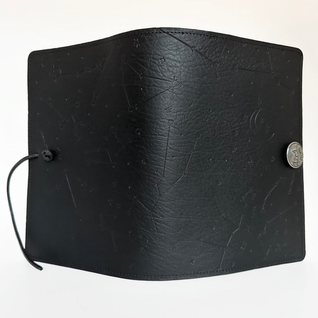 SECOND, Large Leather Refillable Journal, Constellations in Black
