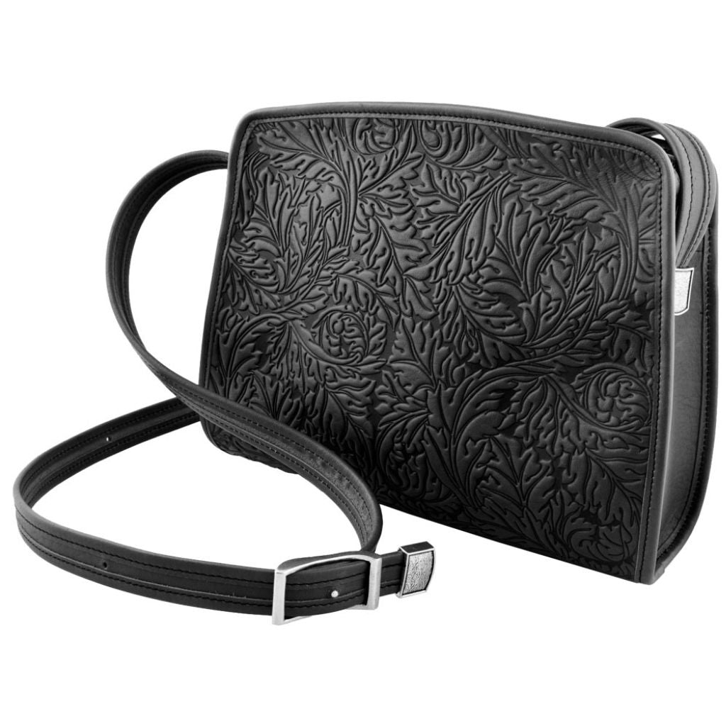 Retro Crossbody, Acanthus Leaf, Black