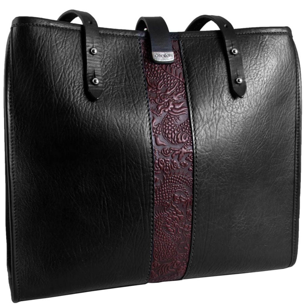 Leather Handbag, Sonoma Tote, Cloud Dragon in Wine, Closed Back Image