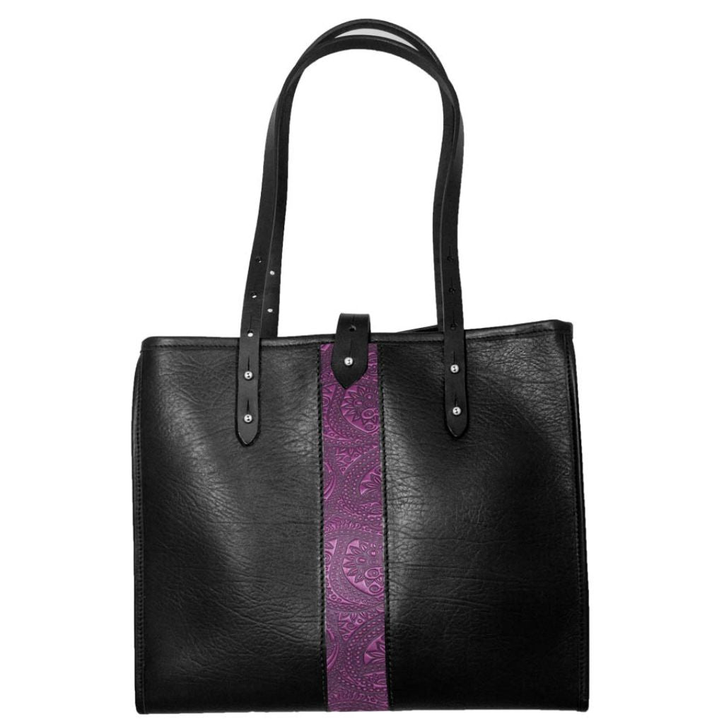 Leather Handbag, Sonoma Tote, Paisley in Orchid, Main Image