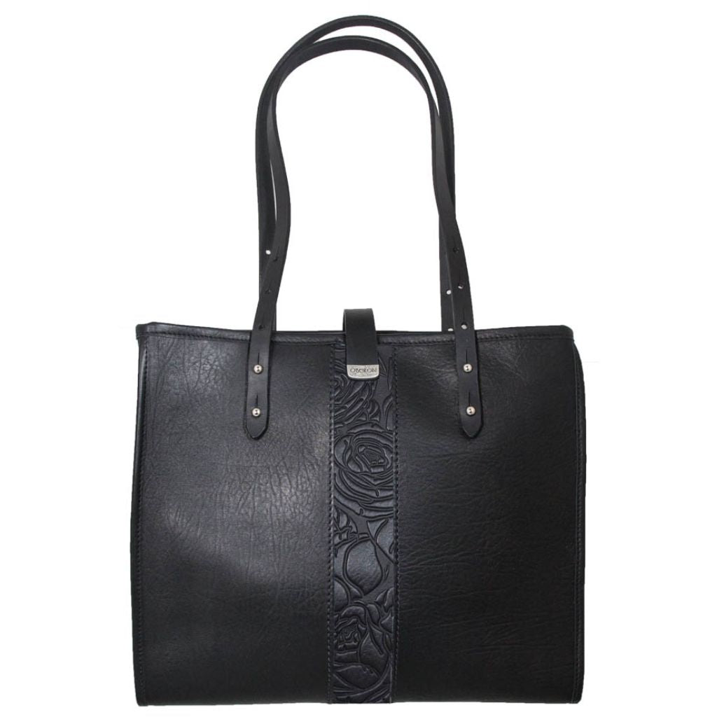 Leather Handbag, Sonoma Tote, Wild Rose in Black, Back View