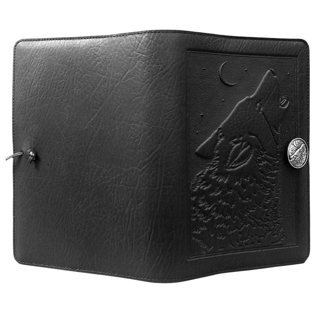 Leather Refillable Journal, Singing Wolf