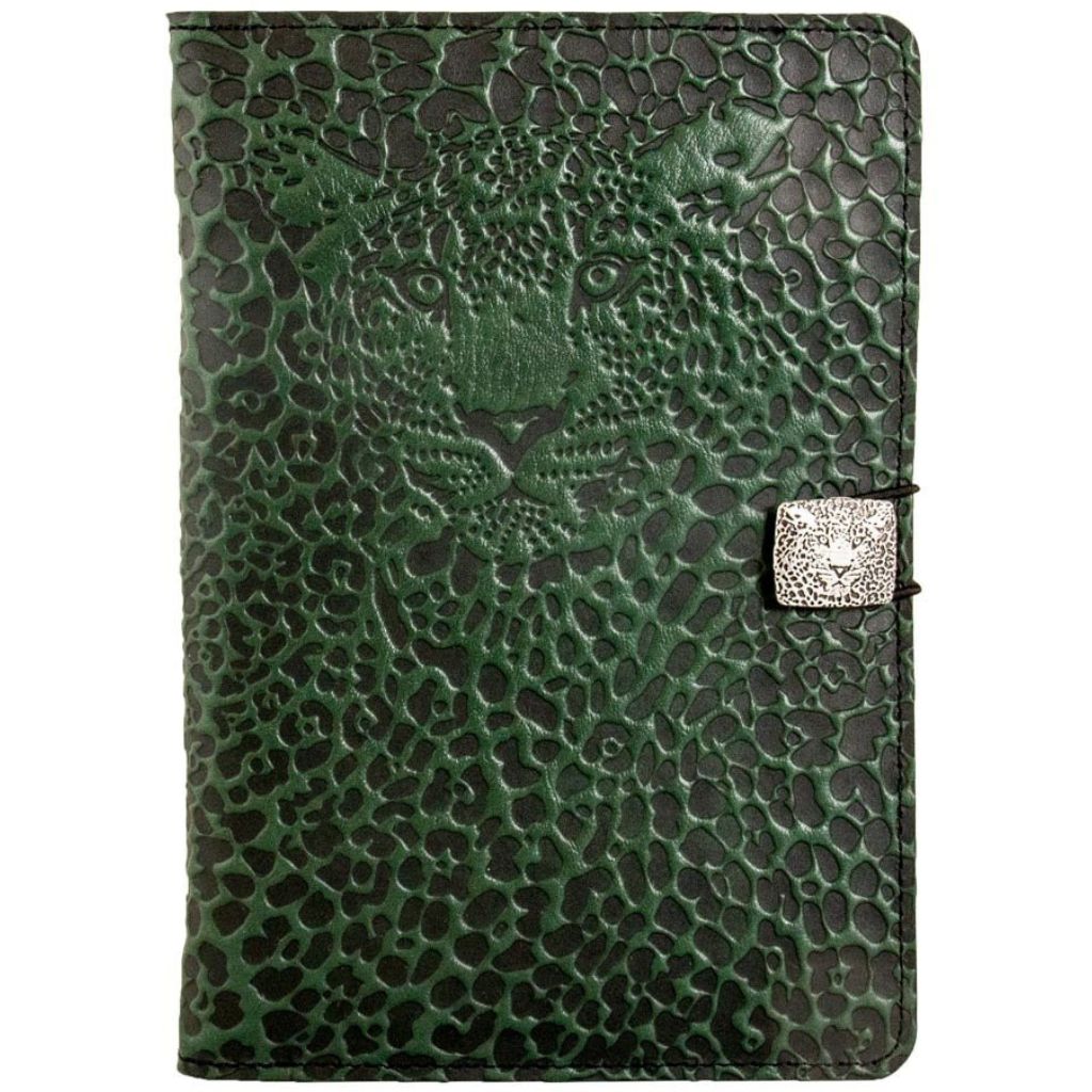 Oberon Design Leather iPad Mini Cover, Case, Leopard, Green