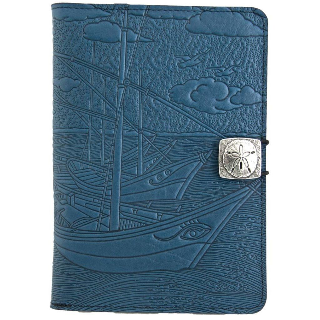 Oberon Design Leather iPad Mini Cover, Case, Van Gogh Boats, Blue
