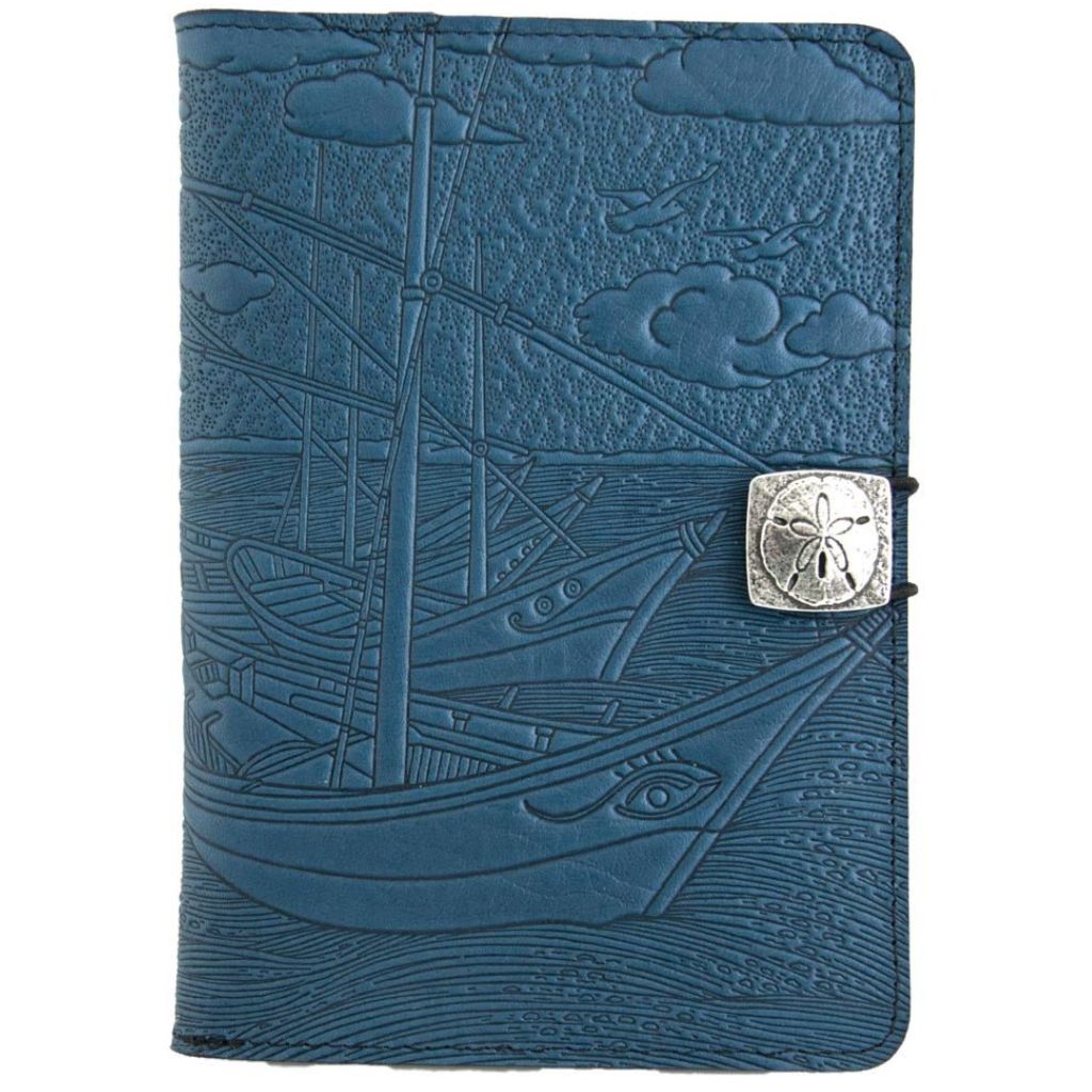 Oberon Design Leather iPad Mini Cover, Case, Van Gogh Boats, Chocolate