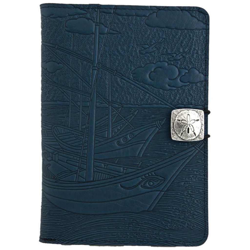 Oberon Design Leather iPad Mini Cover, Case, Van Gogh Boats, Navy