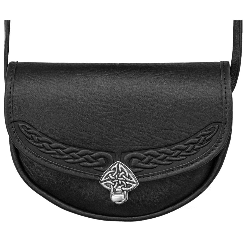 Oberon Design Leather Women's Crossbody Handbag, Black Celtic Lilah