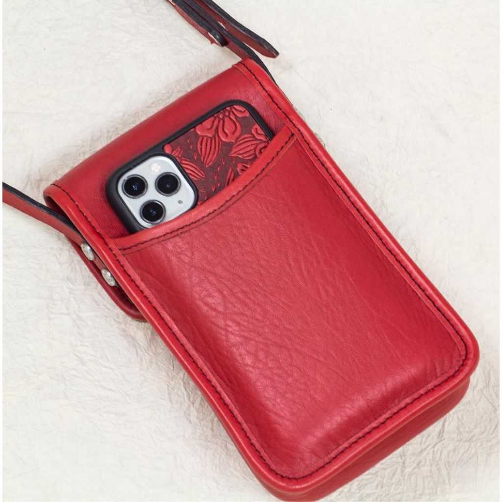 Oberon Design Leather Women's Handbag, Molly, Cloud Dragon in Red
