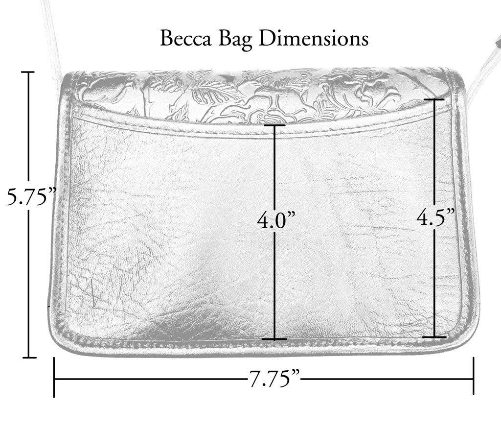 Oberon Design Leather Women&#39;s Cell Phone Handbag, Becca, Dimensions Graphic