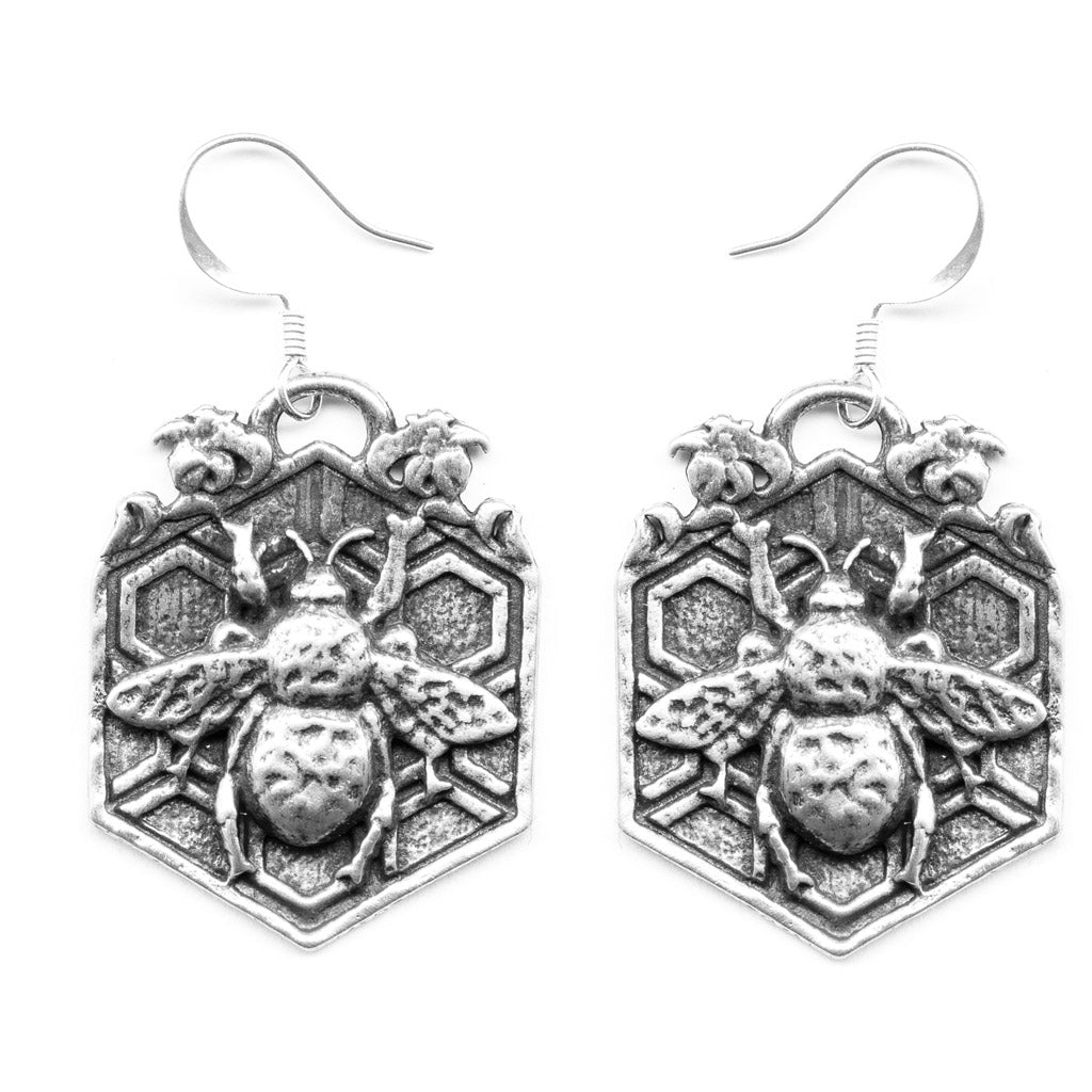 Oberon Design Britannia Metal Jewelry, Earrings, Bee Garden