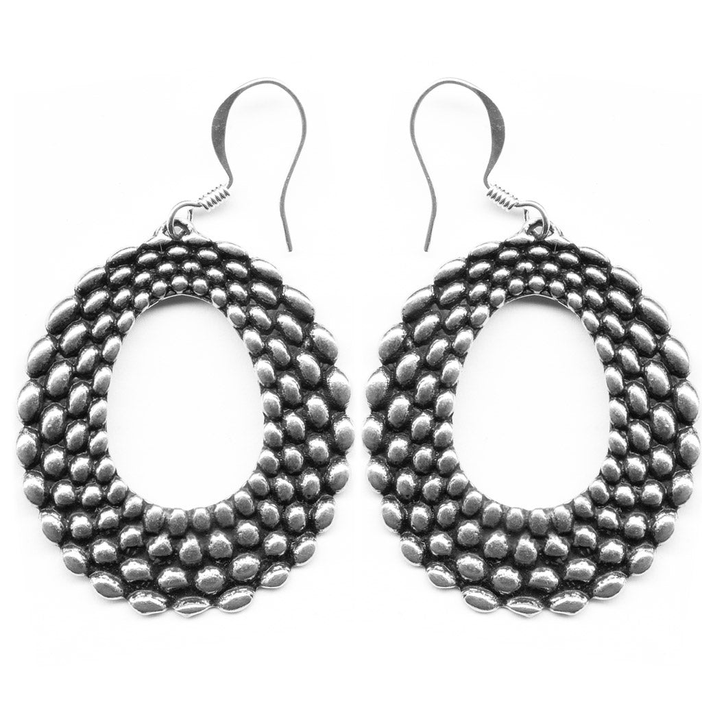 Oberon Design Hand-Cast Jewelry, Earrings, Pebbled Hoop