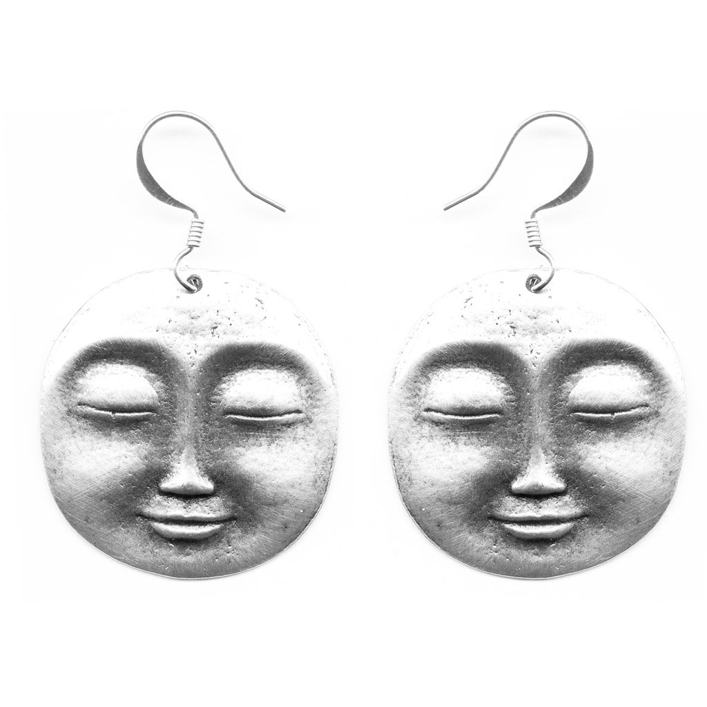 Oberon Design Britannia Metal Jewelry, Earrings, Serene Face