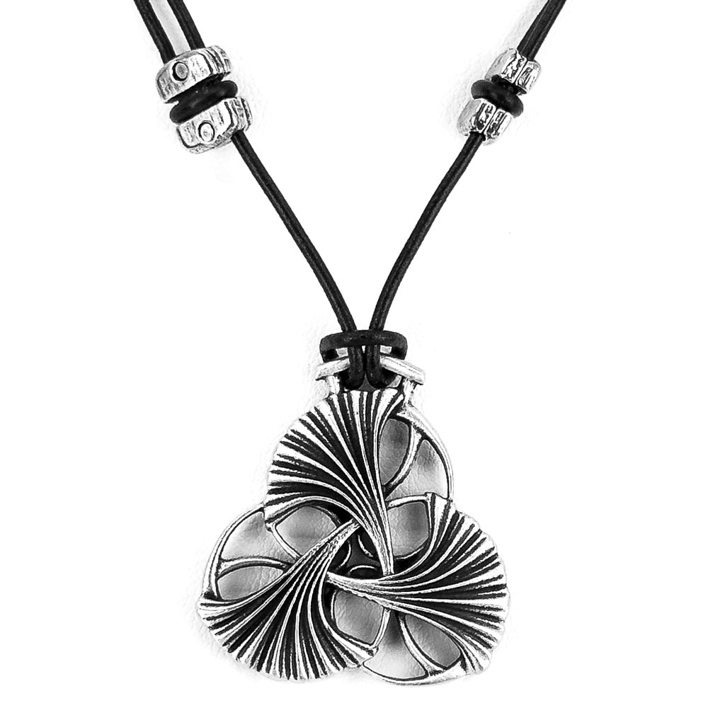 Oberon Design Art Nouveau Ginkgo Hand-Cast Britannia Metal Necklace