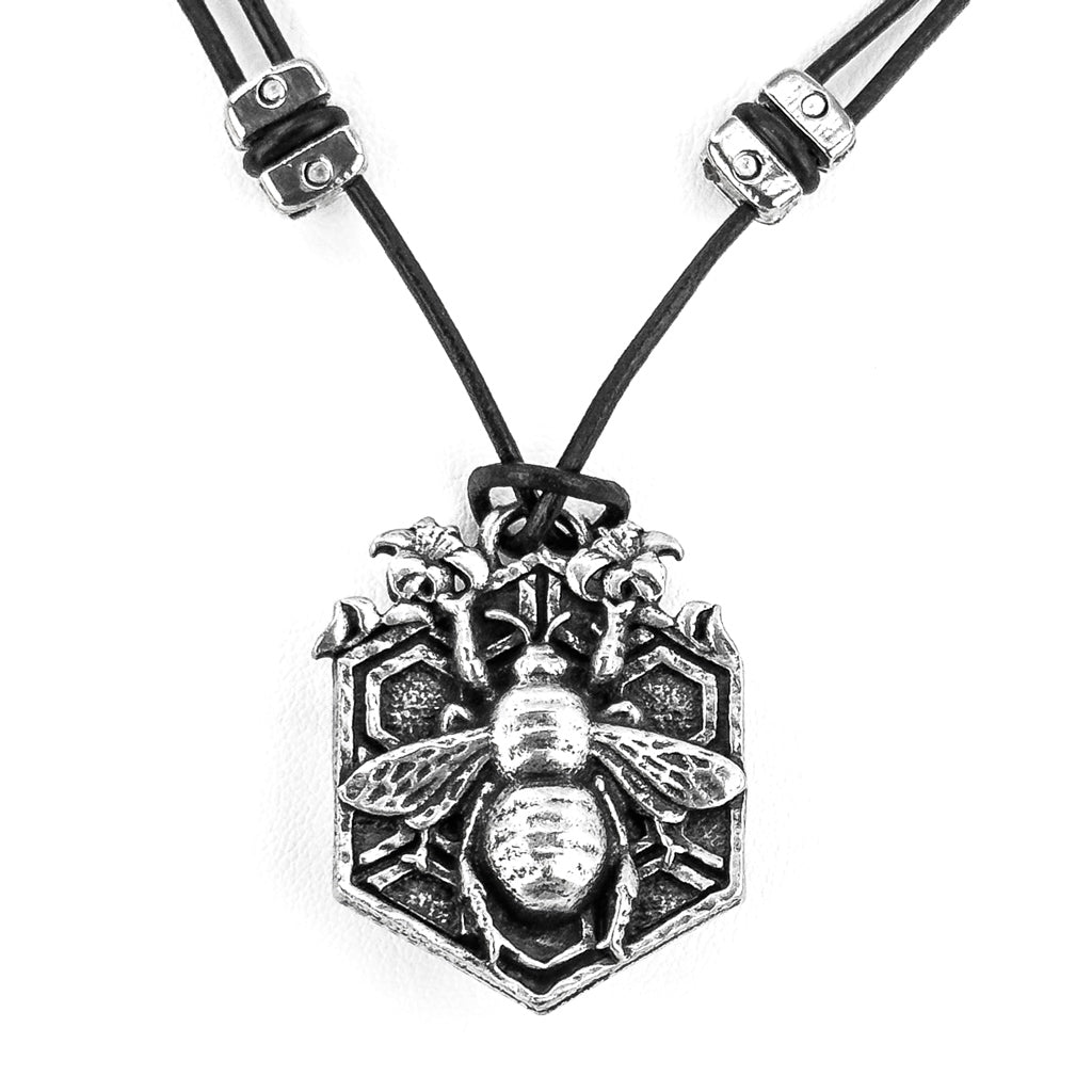 Oberon Design Bee Garden Hand-Cast Britannia Metal Necklace