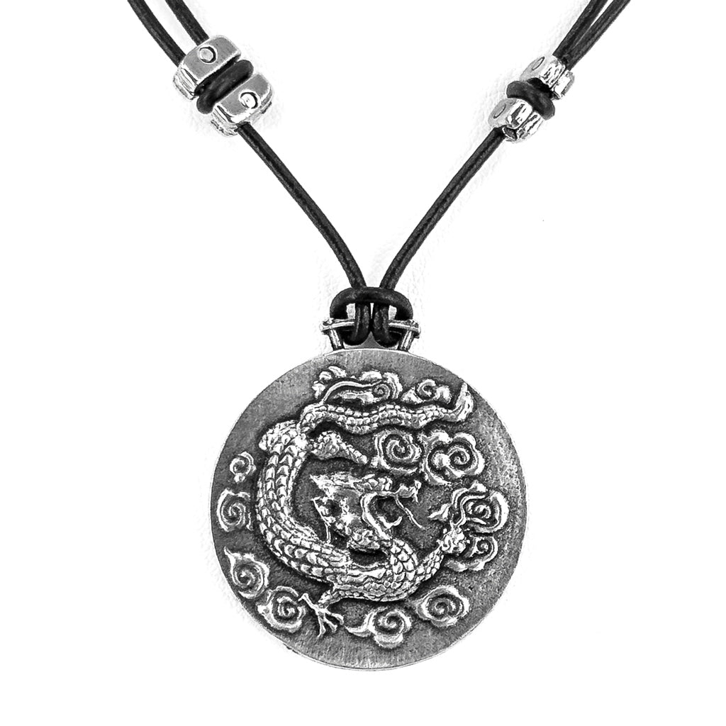 Oberon Design Sky Dragon Hand-Cast Britannia Metal Necklace